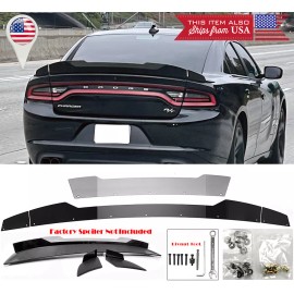 SDeelCase G1 Gloss Black Gurney Flap Decklid Wicker Bill Fit 15-23 Charger RT SXT Spoiler