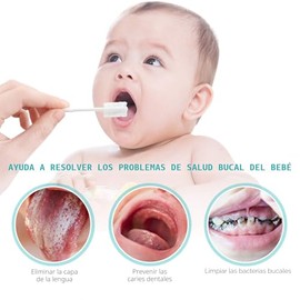 dearlomum Limpiador de lengua para bebé, cepillo de dientes para recién nacido, 48 piezas desechables de boca limpia, limpiador de goma de mascar para