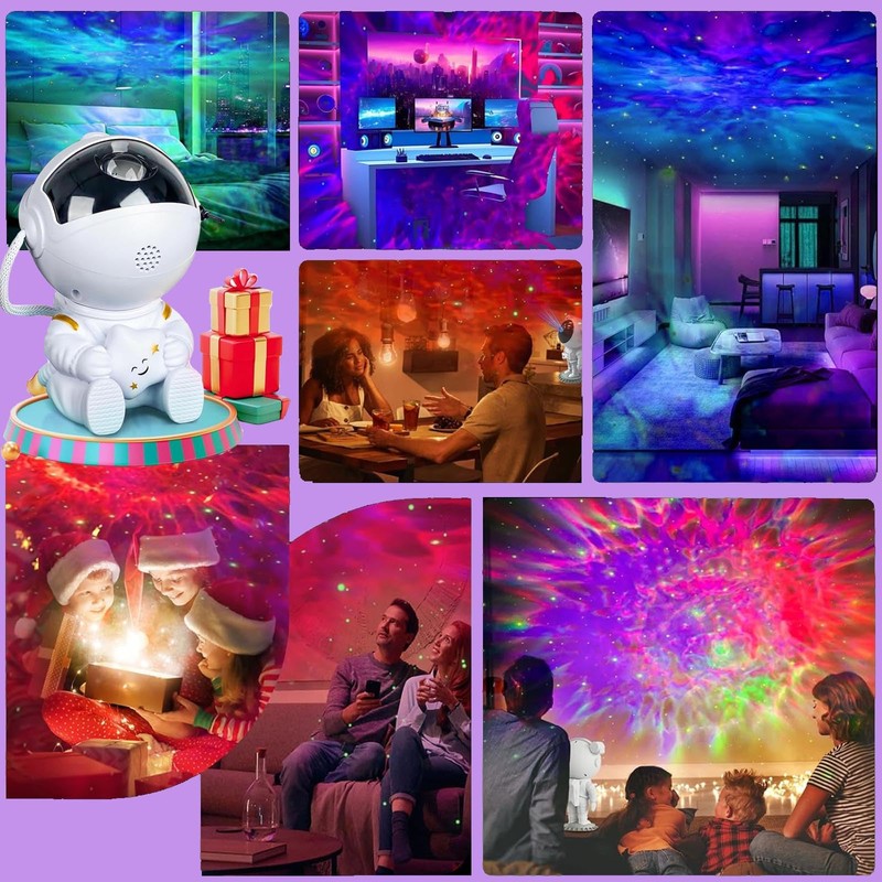 VEANANO Astronaut Galaxy Projector - 360° Rotating Night Light Adjustable,