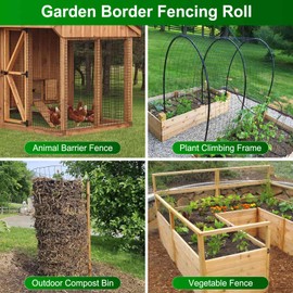 14GA Black Welded Wire Fencing 59ft(L) x 36inch(H) PVC Coated Garden Border Fence Roll Vinyl Metal Wire Mesh for Outdoor Yard Pool Balcony Vegetable Plant Protection Dog Chicken Deer Poultry Netting