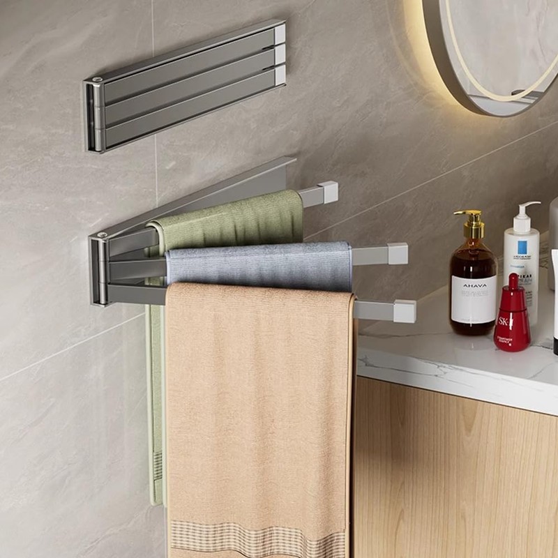 1 x grey towel rail without drilling - space-saving towel