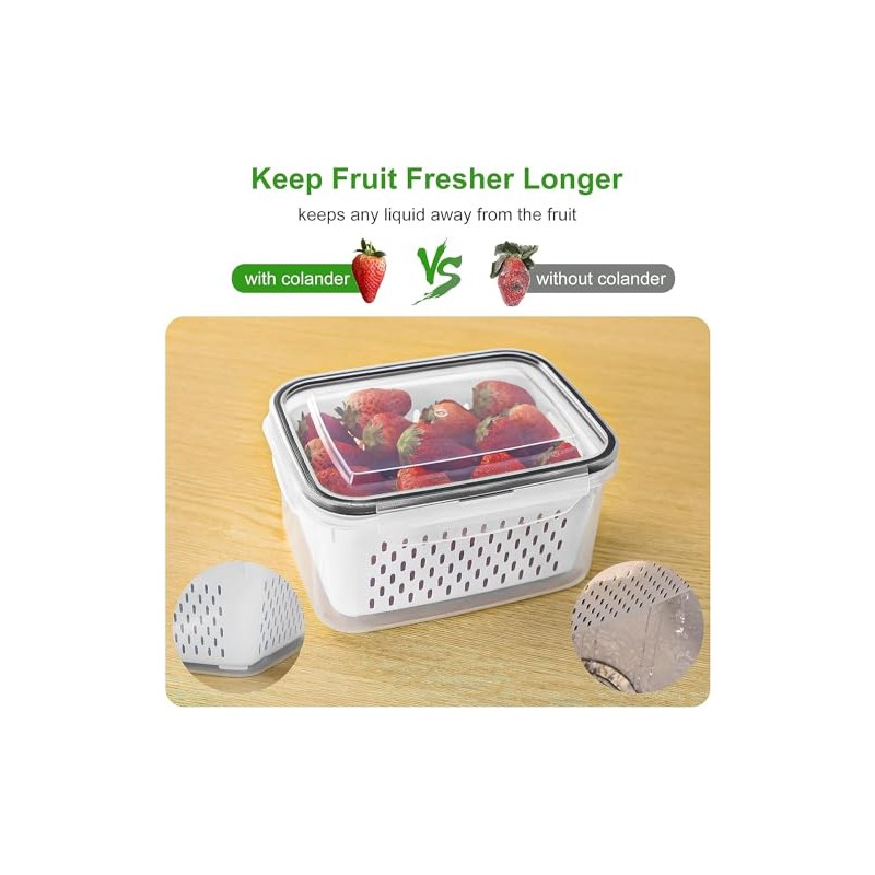 Freshmage Fruit Storage Containers with Removable Colander - 4 Pack