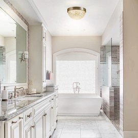 Ultralux 11 Inch Classic Brushed Gold LED Ceiling Light Fixtures, Dimmable Flush Mount LED Ceiling Lamp, 1500 Lumens 3000K, 15W Integrated LED Flush Mount Light, 5 Year Warranty