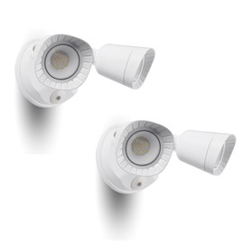 LUXFLY 2 Pack LED Flood Lights Outdoor, 16W 1900LM, IP65 Waterproof Dusk to Dawn Dual Head Security Lights, Exterior Wall Light for House, Garage, Yard-White, 2P