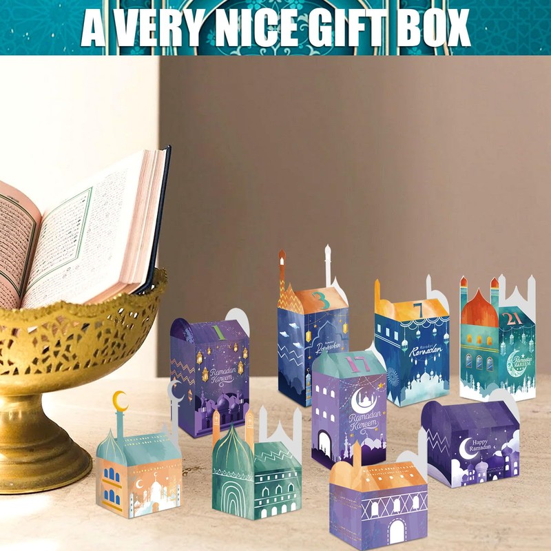 Ramadan Calendar for Filling, 30 Gift Boxes with Number Stickers,