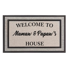Daylor Outdoor Indoor Doormat 18" x 30" Gray/Beige/Black Rubber Backed Door Mat Welcome to Mamaw & Papaw's House Grandma Grandpa Grandparents Grandmother Grandfather