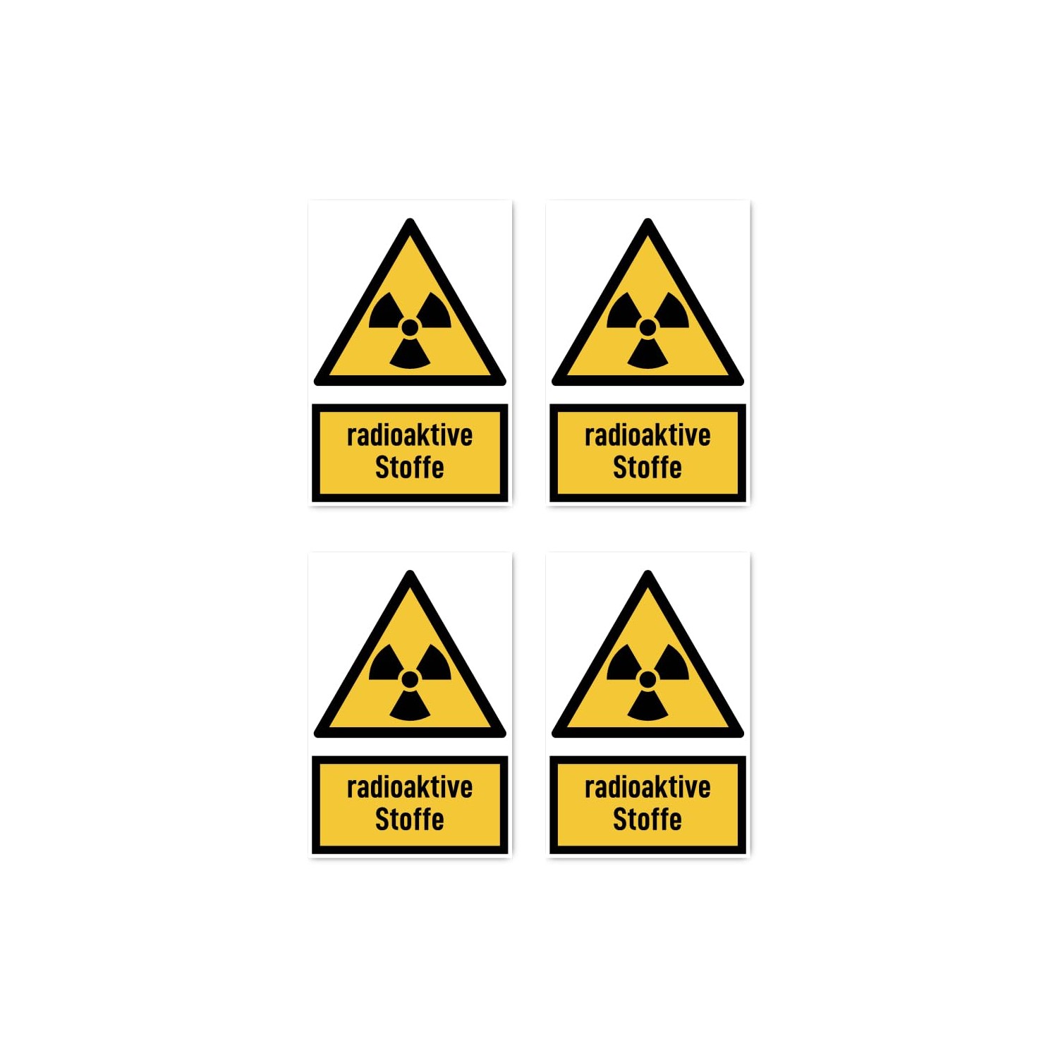 Sticker 150 x 100 mm, Pack of 4 Radioactive Materials Warning Sign with ...