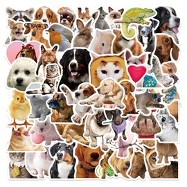 50 Packs Funny Animals Stickers Water Bottles Laptop Phone Motorcycle Computer Guitar Skateboard Hydroflasks Animals Vinyl Sticker Waterproof Aesthetic Trendy Decals for Teens Girls Adults
