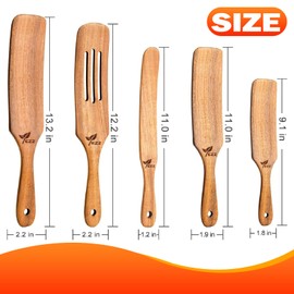5Pcs Natural Spurtles Kitchen Tools Wooden Set,Natural Premium Acacia Wooden Spoons for Cooking,Heat Resistant Cooking Utensil for Nonstick Cookware