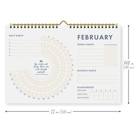 Habit Tracker Calendar for Daily, Weekly and Monthly Goals – Boost Productivity, Build Habits, & Stay Motivated – Chore Chart for Adults with Spiral Binding for Desk or Office (Plain Spiral)
