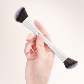 KINGMAS Angled Foundation Brush, Double-ended Kabuki Makeup Brush, Large Foundation Brush and Medium Concealer Brush for Beauty Liquid, Cream, Powder, Blending Buffing Face Makeup Tools