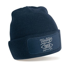 D Design Invent Print! 65th Birthday Hat Gift for Men Vintage Beanie Keepsake 65 Present Gift Idea (Navy)