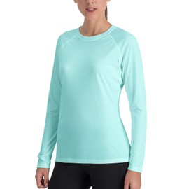 NAVISKIN Women's UPF 50+ Sun Protection Long Sleeve Shirts SPF Quick Dry Lightweight Running Hiking Fishing Outdoor Shirts Green Size S