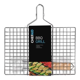 Chef Aid BBQ Griller Basket - The Perfect Grill Companion For Fish, Meat, And Vegetables. Lock In Food With Its Grill Basket Design, Flip With Ease For Even Grilling. Removable And Foldable Handle