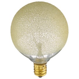 Bulbrite 40G16/ICE/E12 Incandescent Crystal Collection G16 Globe Light with Candelabra Base, 40-watt, Amber Ice