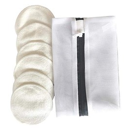 6 almohadillas removedora de maquillaje de bambú. Pads para limpieza facial lavables con bolsa de lavandería. Almohadillas desmaquillantes con bolsa reusables.