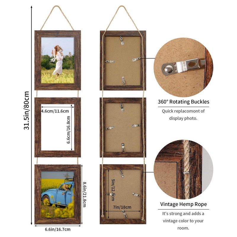 ccdcc 5x7 Collage Picture Frames Set of 2, Rustic Wooden