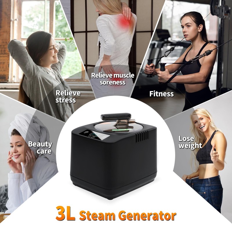 Portable Sauna Steamer Machine with Remote Control, 3L 1200W Upgrated