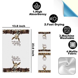 CFGBFDGH 2 Pcs Farmhouse Donkey Kitchen Towels 24x14 Inch, Donkey Waffle Weave Hand Tea Towel for Kitchen Home Bathroom Decor, Farmers Gifts for Women Men Friend, Live Like Someone Left The Gate Open