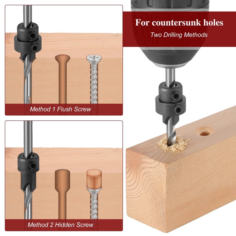 Faankiton 7PCS Countersink Drill Bit Set Woodworking Countersink Drill Bits,