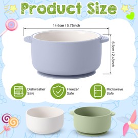 Domensi 2 Sets Kids Porcelain Bowls with Suction Sleeves Toddler Suction Bowl Upgrade Durable Microwave Dishwasher Safe Cereal Soup Snack Dishes for Baby Children Feeding Supplies (Blue and Green)