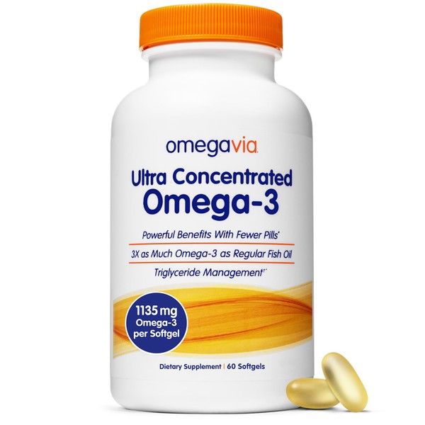 OmegaVia OmegaVia Ultra Concentrated Omega 3 Fish Oil Burpless, 60