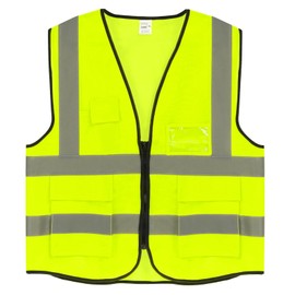 PATIKIL Reflective Safety Vest, 3X-Large High Visibility Security Vest with 4 Front Pocket Zipper for Men Women Work Construction, Green