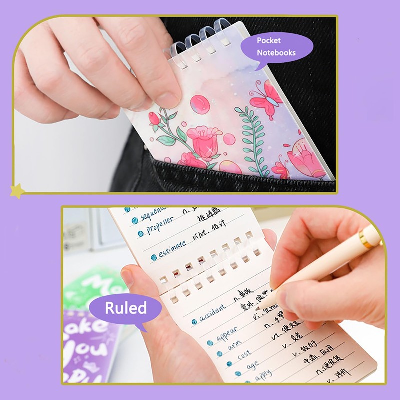 YIHUANYIFA 4pcs Small Notebooks Pocket Top Bound Spiral Panda Notepads