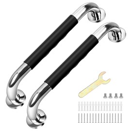 sunzone 2 Piezas Barra de Seguridad para Baño,30cm Juego de Baño de Silicona Antideslizante,SUS304 Pasamano Acero Inoxidable,Barra de Agarre para Ducha para Discapacitados,Adulto Mayor