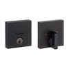 Kwikset Downtown Deadbolt Lock, Matte Black Square Exterior Keyed Front