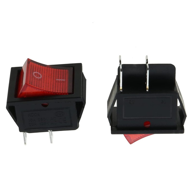 Ghsretore 2pcs Red Light 4 Pin DPST ON/Off Snap in