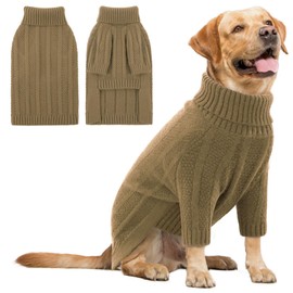 Queenmore XL Dog Sweater,Christmas Dog Sweaters for Extra Large Dogs Girl Boy,Warm Soft Fall Doggy Pullover Clothes,Turtleneck Knitted Pet Winter Apparel for Golden Retriever,Labrador(Camel,XL)
