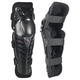 RIDBIKER Movable Knee Shin Guard Pads 3 Sections Adjustable Breathable Knee Pads Protector Armor for Motorcycle Cycling Racing Long Leg Sleeve Gear Crashproof 1 Pair (Lengthen, Black) - Color: Black, Size: Regular