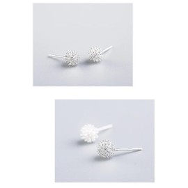 Hinvan 3 Pairs Silver Stud Earrings 925 Sterling Silver Earrings Sparkly Ball Ear Studs Silver Studs Earrings Set Small Round Sleeper Dandelion Earrings Tragus Silver Earrings for Women Girls