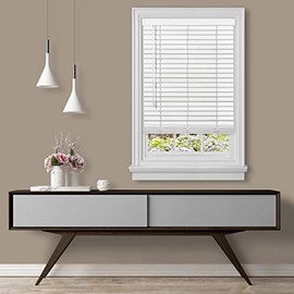 Achim Home Furnishings, White Cordless GII Madera Falsa 2" Faux Wood Plantation Blind 46" x 64"