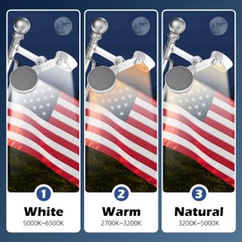 Solar Flag Pole Light, Bright White 12000k Flagpole Light Upgrade Solar Powered for Fits 0.8-1.2" Flag Pole,Tri-Color Solar flagpole Lights,Outside House Garden Yard American Flags Decor