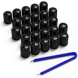 NutCapz…PVC Vinyl Color Lug Nut Covers…25 Pack (Black) U.V. Stable Caps & Cap Removal Tool…Fits 19mm – ¾” Hex.