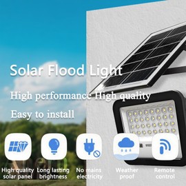 Anern Outdoor Solar Flood Light, 2 Pack 6500K Bright White Floodlights, IP65 Waterproof Solar Power Security Light, Dusk to Dawn with Remote Control for Yard, Garden, Shed, Barn, Porch