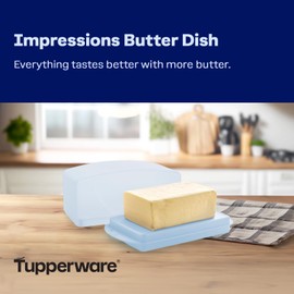 Tupperware Impressions Butter Dish, Light Blue, Dishwasher Safe and BPA Free