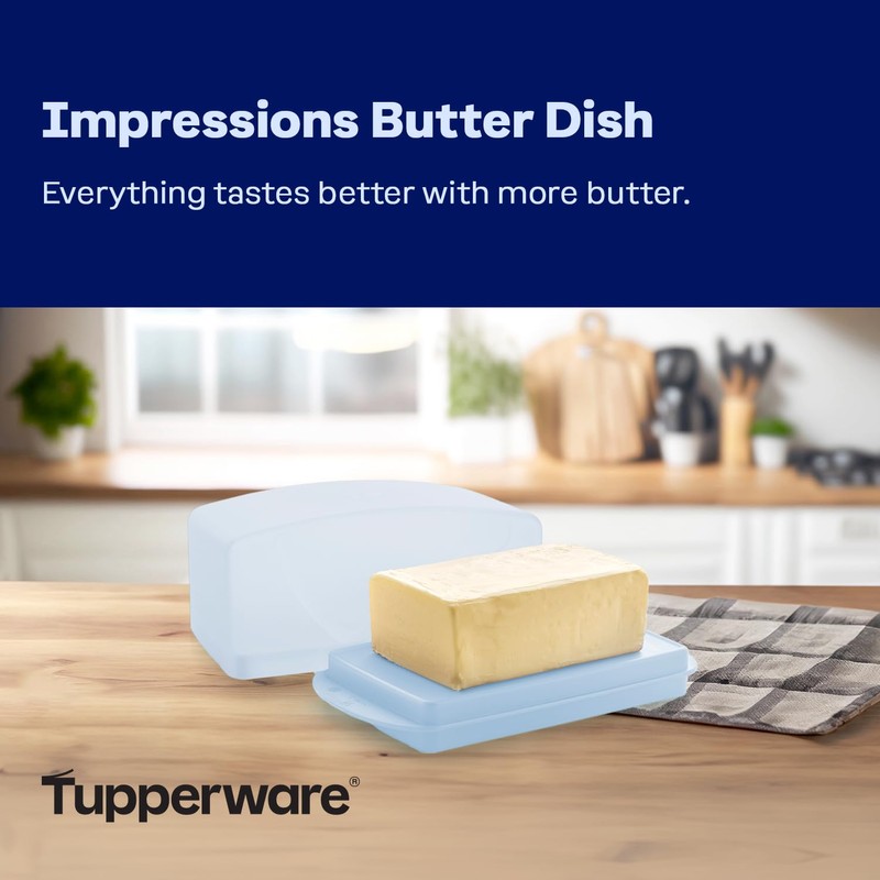 Tupperware Impressions Butter Dish, Light Blue, Dishwasher Safe and BPA