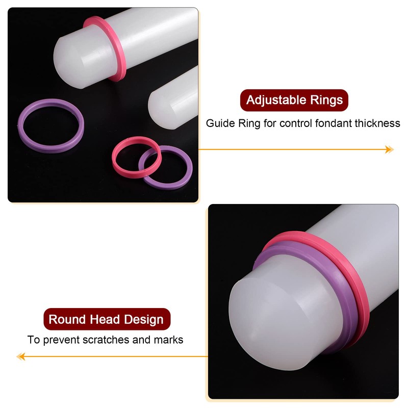 sourcing map Fondant Rolling Pin 12 Inch x 1.38 Inch