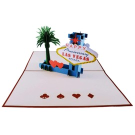 iGifts And Cards Unique Happy Anniversary Las Vegas 3D Pop Up Greeting Card – Cute Couple, Special Occasion, Congratulations, Celebration, Wedding, Marriage, Love, Vow Renewal, Inspirational, Unique