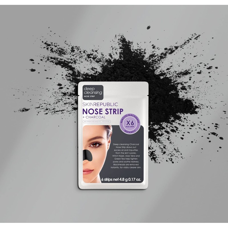 Skin Republic Charcoal Nose Strip 6 Pack, Black