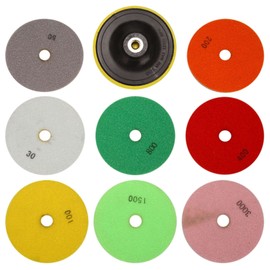 9Pcs/Set 5 Inch Diamond Polishing Pad Set Marble Concrete Stone Tile Wet Dry for Concrete Marble Stone Tiles