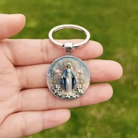 Xizhounianfeng Creative Alloy Keychain Cute Cartoon Keyring with Pendant – Durable and Stylish Accessory, Perfect for Gifts(the Virgin Mary)