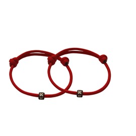 Red initial matching paracord bracelet set, couples, friends, father son, mother daughter and positive vibes note card