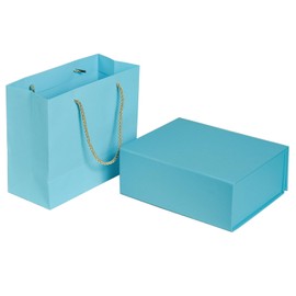 GP SUP Elegant Gift Boxes with Gift Bag for Presents with Lids Magnetic Closure Rectangle Collapsible for Christmas, Valentine's Day, Birthday Gift Packging (Blue)