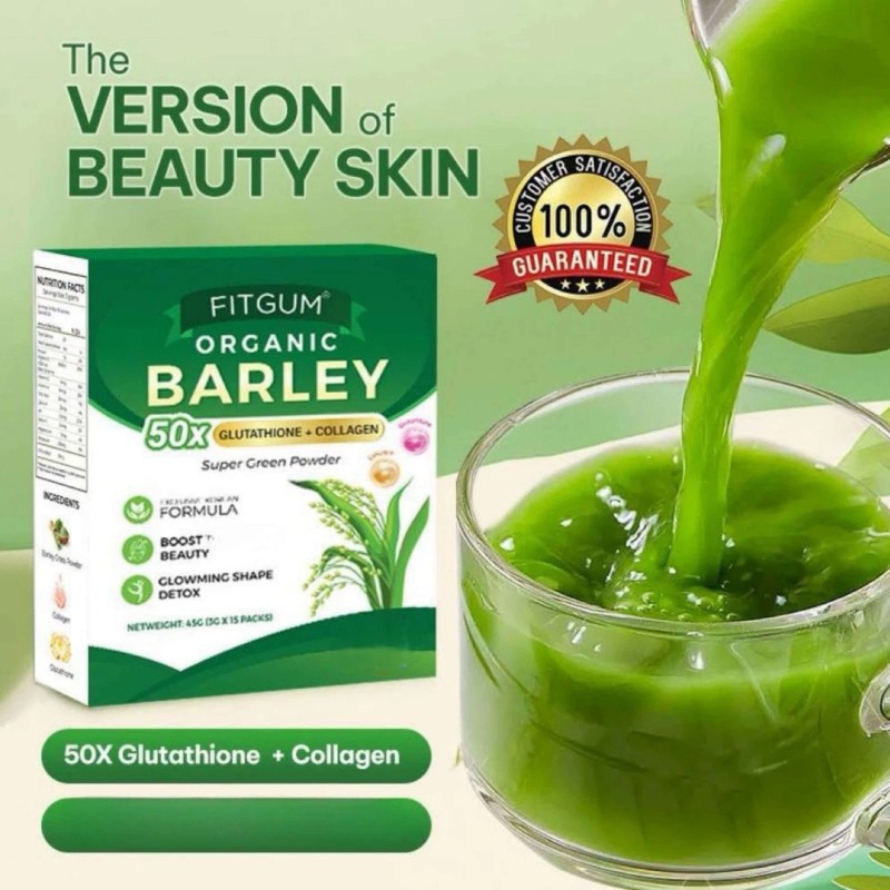 FITGUM Organic Barley Super Green Powder 15 Sachets – with