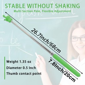 2PCS Pointer Stick for Classroom – Multipurpose Teacher Pointer Stick, Extendable Classroom Pointer and Finger Pointer Stick, Engaging Colors, Classroom Essentials for Effective Presentations Green