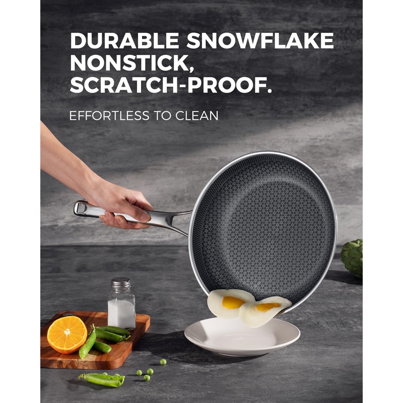 Non Stick Frying Pans, 12 inch Hybrid Pans with Lid